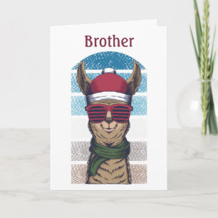 Weihnachtskarte für den Bruder Lama mit Brille Karte