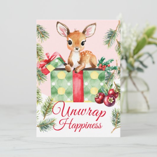 Weihnachtskarte für den Hirschurlaub Dankeskarte (Stehend Vorderseite)