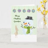 Weihnachtskarte für den jungen Großsohn Snowman Karte (Gelbe Blume)