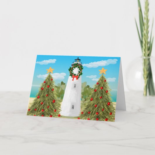 Weihnachtskarte für den Leuchtturm Feiertagskarte (Vorderseite)