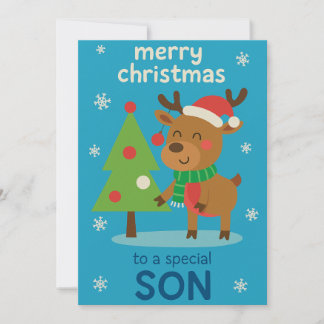 Weihnachtskarte für den Sohn mit Rentier Feiertagskarte