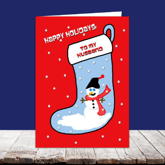 Weihnachtskarte für Ehemänner — Strumpf Snowman Feiertagskarte