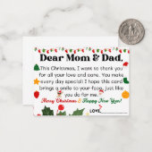 Weihnachtskarte für Eltern von Kindern Mitteilungskarte (Vorderseite/Rückseite Beispiel)