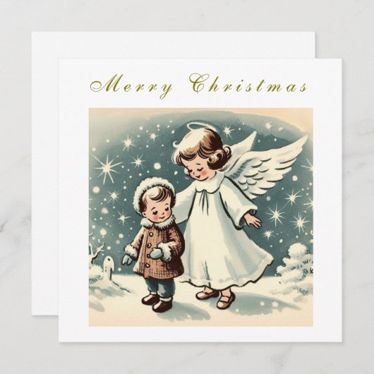 Weihnachtskarte für Engel und Kind (Vorne/Hinten)