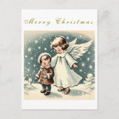 Weihnachtskarte für Engel und Kind Postkarte (Vorderseite)