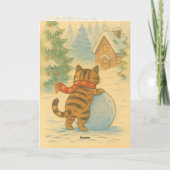 Weihnachtskarte für Familie und Katze Feiertagskarte (Rückseite)