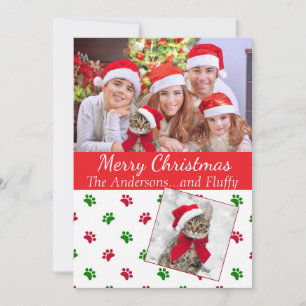 Weihnachtskarte für Fotos mit Paw-Druckern Feiertagskarte
