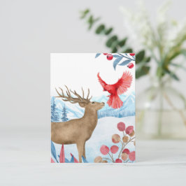 Weihnachtskarte für Hirsch und Kardinal Feiertagskarte