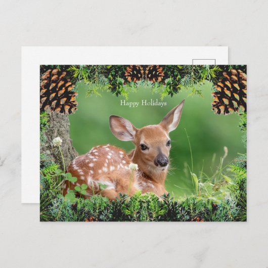 Weihnachtskarte für Hirsche Feiertagspostkarte (Vorne/Hinten)