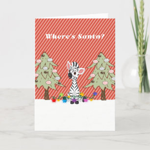 Weihnachtskarte für Kinder mit Baby Zebra & Trees Feiertagskarte