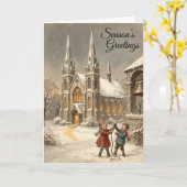 Weihnachtskarte für Kinder mit Kirchenglocken Karte (Gelbe Blume)