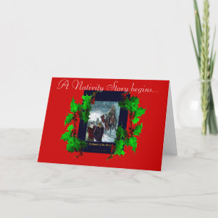 Weihnachtskarte für Krippe und Holly Branches Feiertagskarte