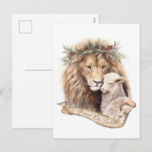 Weihnachtskarte für Löwen und Lamm Feiertagspostkarte (Vorne/Hinten)
