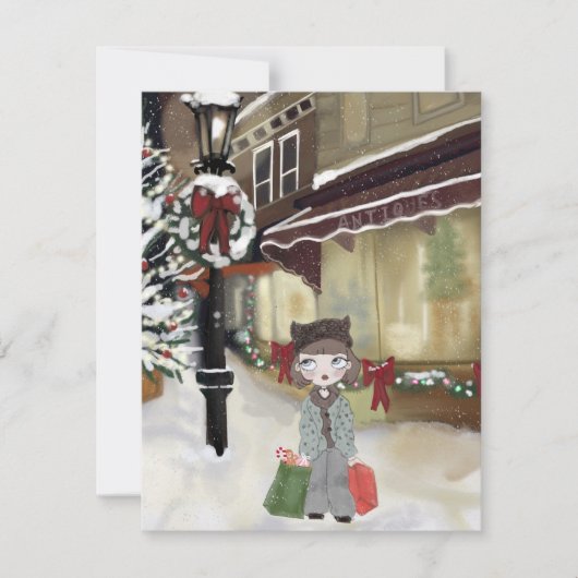 Weihnachtskarte für Mädchen Mitteilungskarte (Vorderseite)