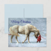 Weihnachtskarte für Mädchen und Pferde Postkarte (Vorne/Hinten)