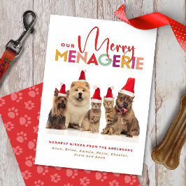 Weihnachtskarte für mehrere Haustiere Merry Menage Feiertagskarte