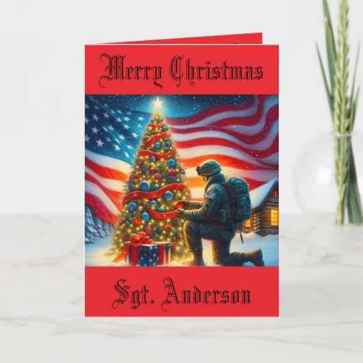 Weihnachtskarte für Militärangehörige zum Falten Feiertagskarte (Vorderseite)