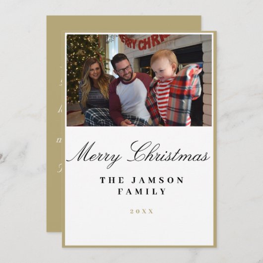 Weihnachtskarte für Minimalistische Goldrahmen Einladung (Vorne/Hinten)