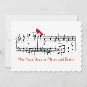 Weihnachtskarte für Musik und Roten Vogel Feiertagskarte
