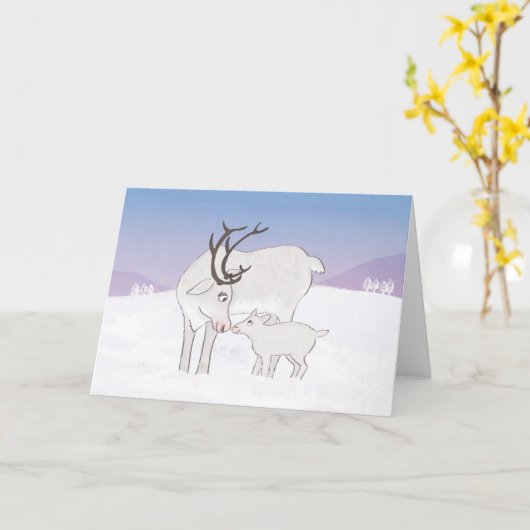 Weihnachtskarte für Mutter und Rentiere Karte (Gelbe Blume)