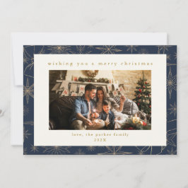 Weihnachtskarte für Navy & Gold Custom Foto Feiertagskarte