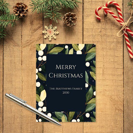 Weihnachtskarte für Navy Snowberry Postkarte