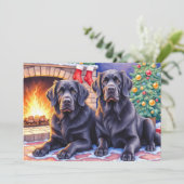 Weihnachtskarte für Neufundländer Feiertagskarte (Stehend Vorderseite)
