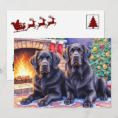 Weihnachtskarte für Neufundländer Feiertagskarte (Vorne/Hinten)