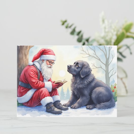 Weihnachtskarte für Neufundländer Feiertagskarte (Stehend Vorderseite)