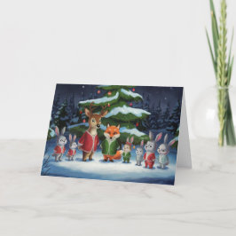 Weihnachtskarte für niedliche Waldtiere - Waldland Feiertagskarte