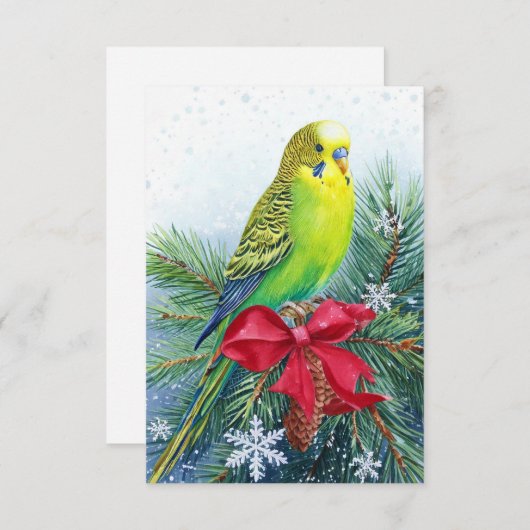 Weihnachtskarte für Parakeet und Weihnachtsbäume Dankeskarte (Vorne/Hinten)
