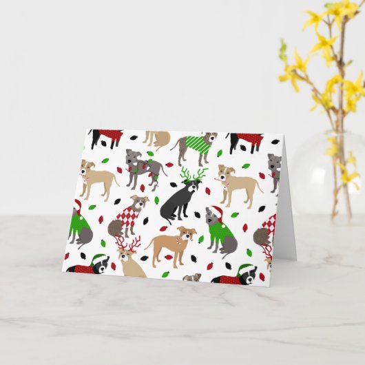 Weihnachtskarte für Pitbull-Hunde Karte (Gelbe Blume)