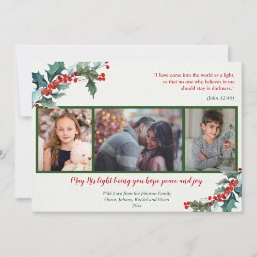 Weihnachtskarte für religiöse Heilige Beeren (Vorderseite)