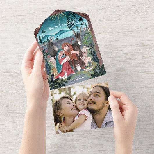 Weihnachtskarte für religiöse Krippen All In One Einladung (Abreißen)