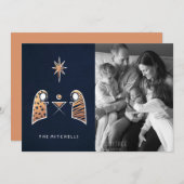 Weihnachtskarte für religiöse Krippen Feiertagskarte (Vorne/Hinten)