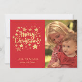 Weihnachtskarte für Rot und Gold-Typografie-Foto Einladung (Vorderseite)