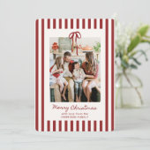 Weihnachtskarte für Rote Streifen Familie Foto Einladung (Stehend Vorderseite)