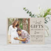 Weihnachtskarte für rustikale Schwangerschaft Feiertagskarte (Stehend Vorderseite)