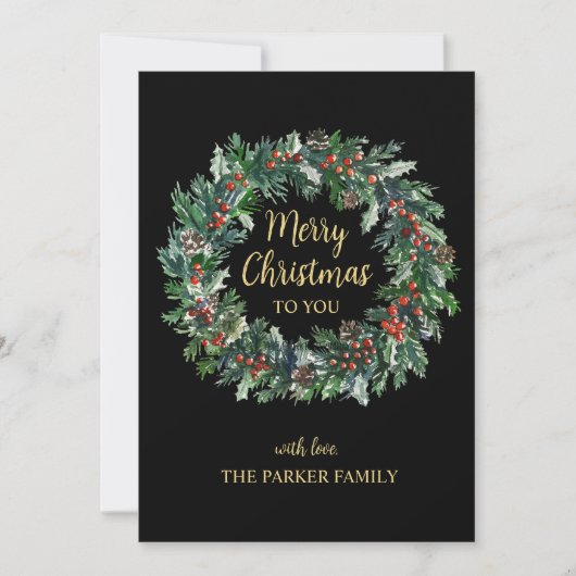 Weihnachtskarte für Schwarz & Gold Feiertagskarte (Vorderseite)