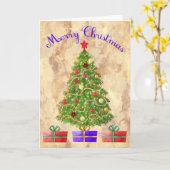 Weihnachtskarte für Schwesterbaum und Geschenke Karte (Gelbe Blume)