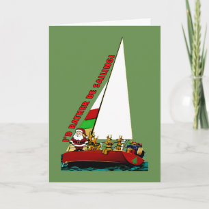 Weihnachtskarte für Segler SANTA SAILING Feiertagskarte