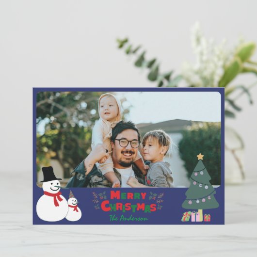 Weihnachtskarte für Snowman Feiertagskarte (Stehend Vorderseite)