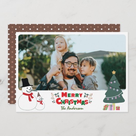 Weihnachtskarte für Snowman Feiertagskarte (Vorne/Hinten)
