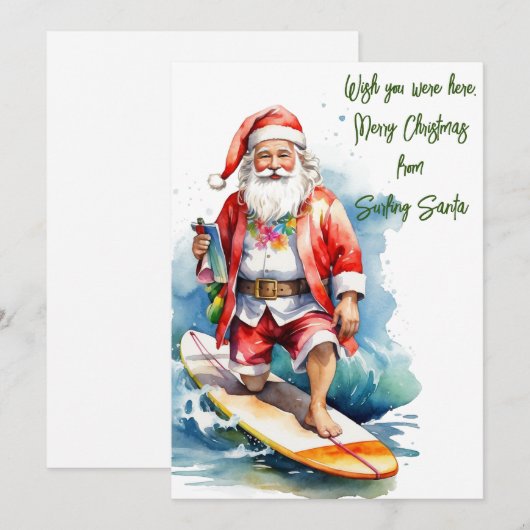 Weihnachtskarte für Surfer Feiertagskarte (Vorne/Hinten)