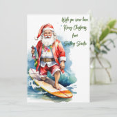Weihnachtskarte für Surfer Feiertagskarte (Stehend Vorderseite)