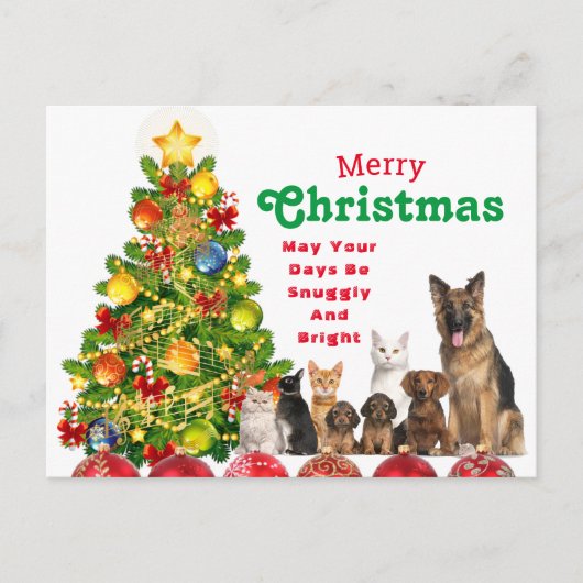 Weihnachtskarte für Tiere Feiertagspostkarte (Vorderseite)