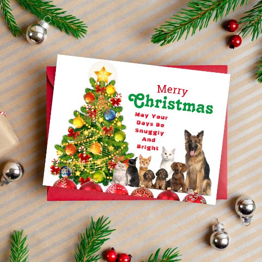 Weihnachtskarte für Tiere Feiertagspostkarte