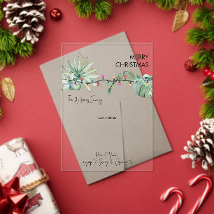 Weihnachtskarte für tropische Blätter und Lichter Acryleinladungen