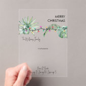 Weihnachtskarte für tropische Blätter und Lichter Acryleinladungen (Insitu (Handheld))