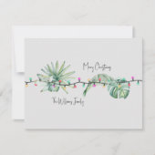 Weihnachtskarte für tropische Blätter und Lichter Mitteilungskarte (Vorderseite)